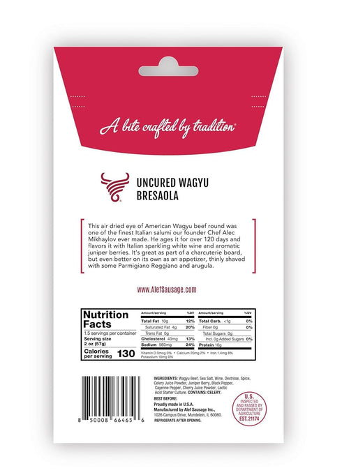 TEAMORE 4-Month 3 oz, Pack 3 Alef - All Natural Uncured Wagyu Bresaola, Premium Artisan Italian-Style Delicacy, Aged