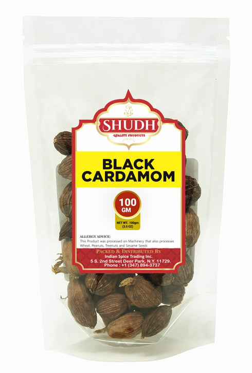 Shudh Black Cardamom Pods Whole, 100 GM, All Natural Non-GMO Spice, Product of China