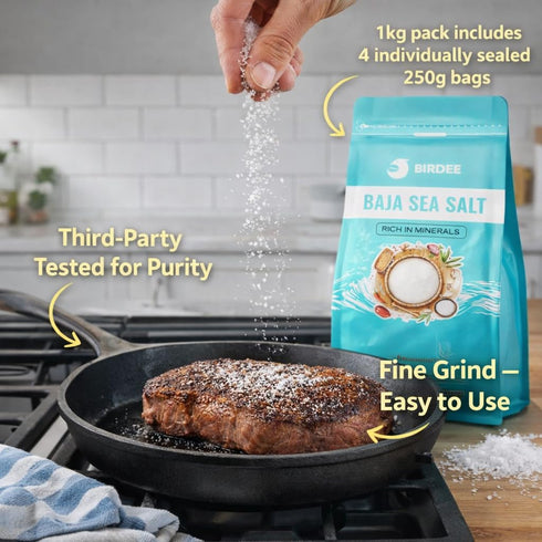2.2 LB (Pack 2) Birdee Baja Mineral Sea Salt of Unrefined Vietnamese Sea Salt for Cooking, Hydration, and Electrolyte