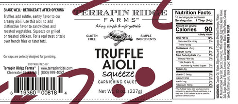 Terrapin Ridge Farms Gourmet Truffle Hot Sauce and Truffle Aioli Garnishing Sauce Set (2 Squeeze Bottles)