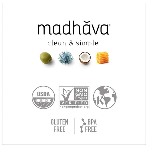 (Pack 6) 100% 12 (Pack 6) MADHAVA Organic Amber Honey, Unfiltered, Honey Bear of Natural Sweetener, Sugar Alternative