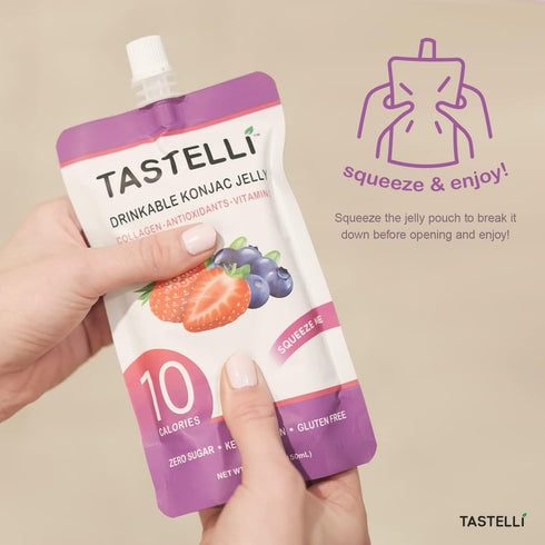 Pack (18 1000 10 Tastelli Konjac Jelly Variety Pouches) - mg Collagen + Vitamin C + Antioxidants - Calories, Vegan