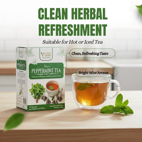 40 Canny Herbs Peppermint Tea, Mint Tea Bags Teabags, Herbal, Mint Leaves, Caffeine-free, Digestive and Calm Support
