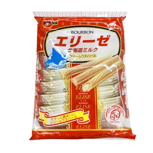 snack Bourbon Elise Hokkaido Milk 16pack (2.01oz). Stick type wafer with sweet cream
