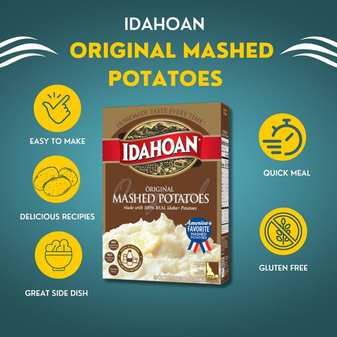 2 Pack Idahoan Original Instant Mashed Potatoes, Gluten Free Box, Bulk Bundle with Raw Earth Colors Spatula