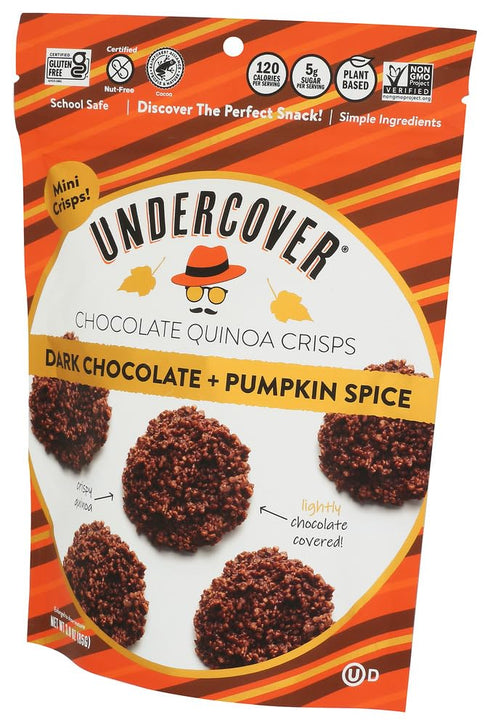 Undercover 3 Chocolate Co, Crisps Quinoa Dark Chocolate Pumpkin Spice, Ounce