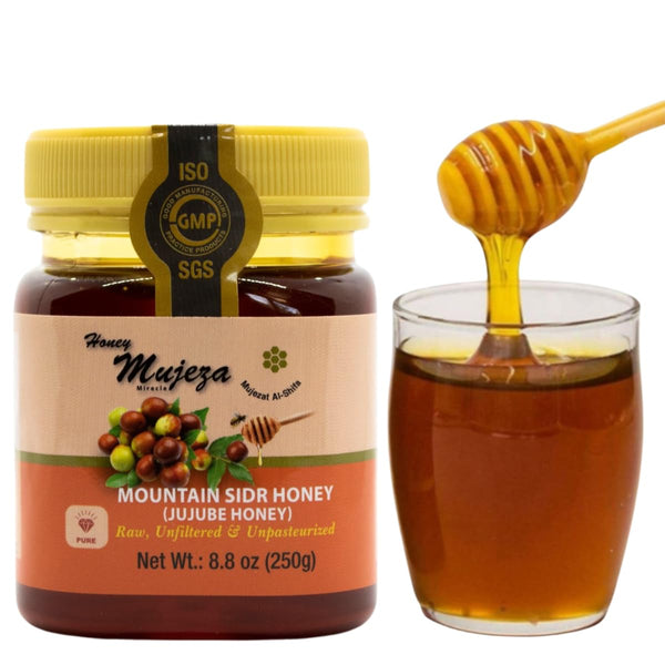 Authentic Mountain Sidr Honey, 100% Natural Raw Liquid Honey (250g / 8.8oz), Gluten Free