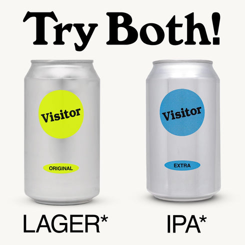 12-Pack 12x12 Oz 72-79 Visitor Original Lager & Extra IPA Variety | Non-Alcoholic Beer | Cans | Gluten Reduced |