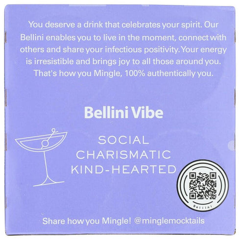 12 Oz 4 Pack Mingle, Non-Alcoholic Bellini Mocktail, Fl Cans