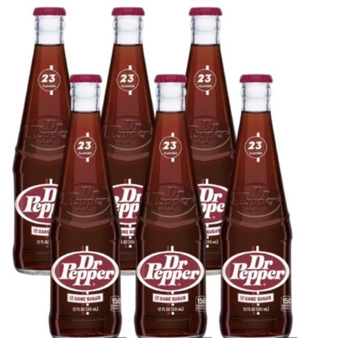 Dr Pepper Real Sugar Soda 12 Oz Glass Bottle (Pack of 6,