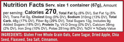 2.36 (Pack 8), Bob's Red Mill GF Oatmeal Cup, Apple & Cinnamon, Ounce Cup of Gluten Free, Non-GMO, Whole Grain, Kosher