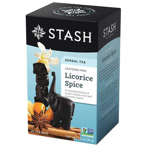 KITMOUS Stash Tea Licorice Spice Herbal Tea 20 Count Tea Bags in Foil