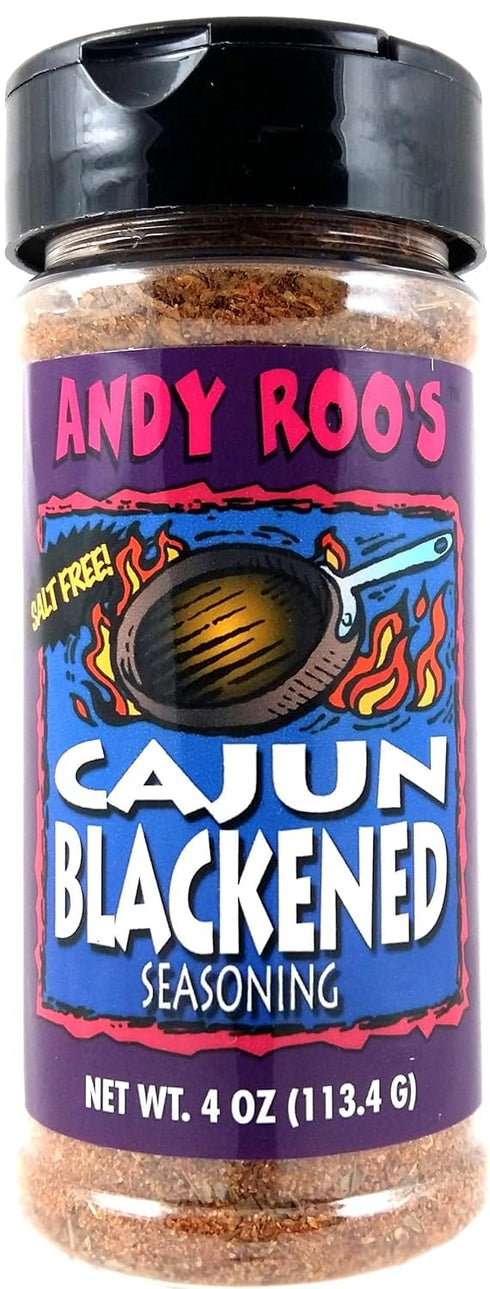 Andy Roo's Cajun Blackened Seasoning, 4 Ounce Shaker, Salt-Free Blend