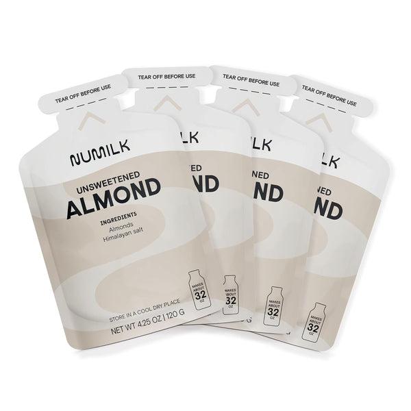 Numilk Pouches 4-Pack - Unsweetened Almond - Creamy Plant-Based Milk in Seconds