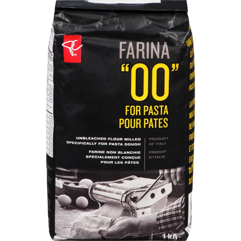 President's Choice "00" 1kg/35.3oz, PC Black Label Farina Enriched,Unbleached Fine Wheat Flour for Pasta