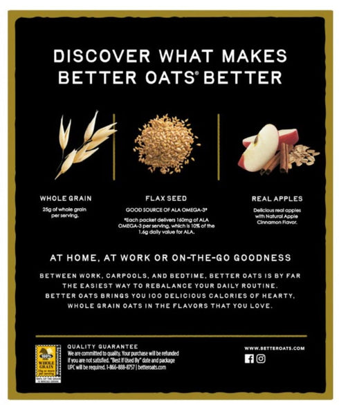 Better Oats 9.8 Fit Instant, Apple Cinnamon, Ounce