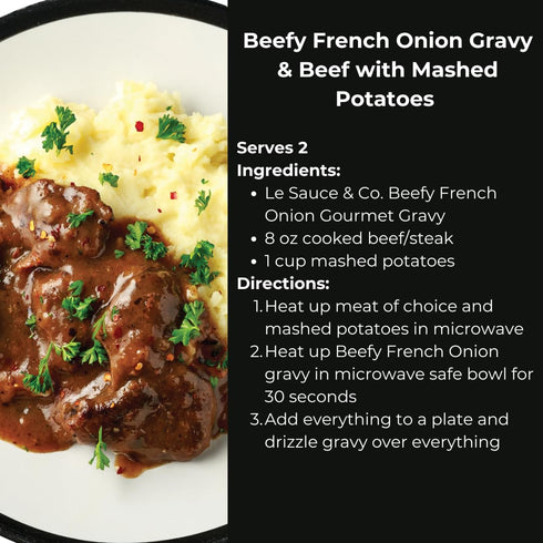 4-serving (2-pack) Le Sauce & Co. Beefy French Onion Gourmet Gravy, Four Serving Gluten Free Beef Gravy, Premium Brown