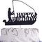 Sea Fishing Birthday Cake Topper, Fisherman Theme Party Supplies, Gone Fishing Decorations, Black Glitter Decor