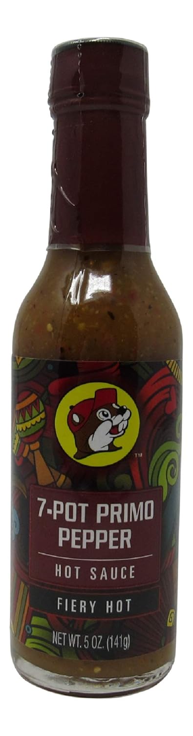 Buc-ees Gourmet Hot Sauce, Gluten Free, Non-GMO - Fiery Hot 7-Pot Primo Pepper Flavor - 5 Ounce Bottle