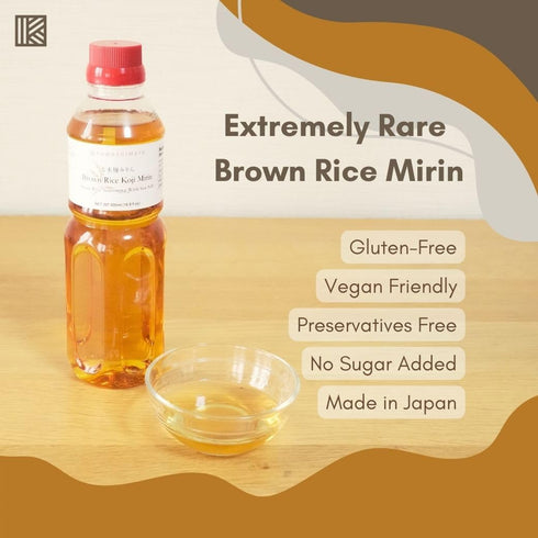 16.9 oz (500ml) Kawashimaya Brown Rice Mirin Cooking Wine, Japanese Traditional Sweet Rice Seasoning, Made in Japan fl