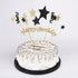 Handmade Black and Gold Glitter Pentacle Cake Toppers, Happy Birthday Cake Bunting Topper Paper Decoration