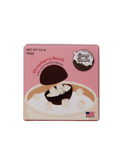 COCOA BOMBS U.S. MADE 1 PACK STRAWBERRY HOT COCOA BALL WITH MINI VEGAN MARSHMALLOWS