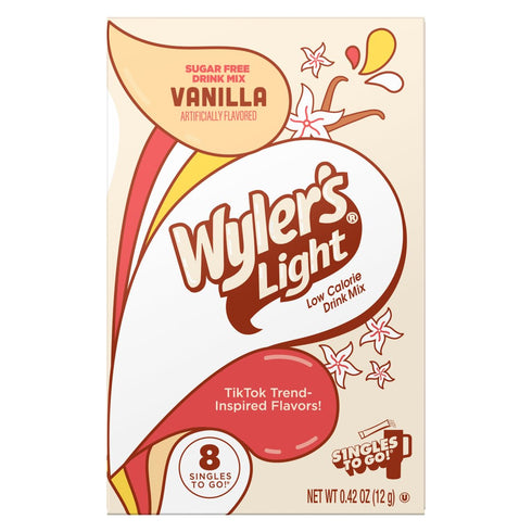 Pack 6-8 48 Wyler's Light Vanilla - Singles to Go Powdered Drink Mix - of Per Box Total Servings - Delicious Tasting