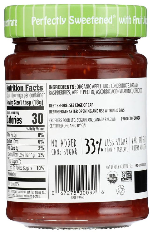 10 oz(Pack 3) Crofter's Organic, Just Fruit Spread, Organic Raspberry