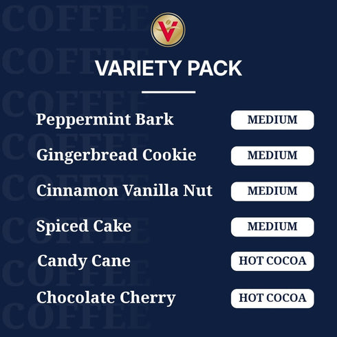 Pack, 96 Count, Victor Allen's Coffee Holiday Favorites Coffee & Hot Cocoa Variety Single Serve Cups & Coffee Pods