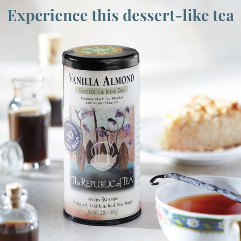 100 The Republic of Tea Vanilla Almond Black Tea Super Refill, Tea Bags, Naturally Caffeinated