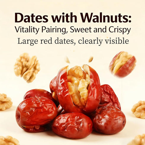 17.6 oz (500g),Only Jujube Dates with Walnuts jujubes and walnuts - Natural Chinese Red Date Snack, Healthy Jujube