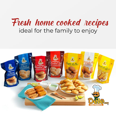 3 oz (8 Frozen DELE FOOD White Cheese Empanadas, Units) Gluten-Free Appetizer with Cornmeal Dough and Cheese Pre-Cooked