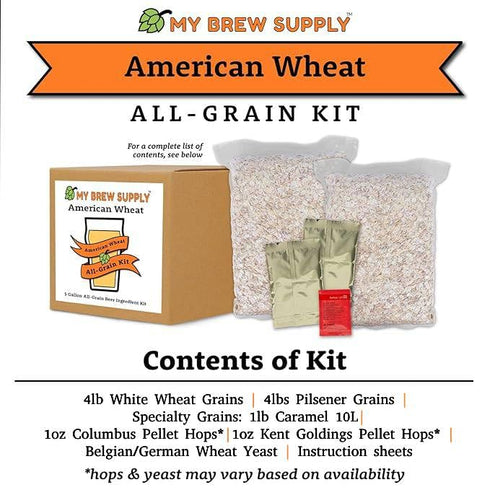 5 My Brew Supply American Wheat Brewing Kit | American Wheat & Pilsner Malt | Caramel Grain | Kent Goldings & Columbus