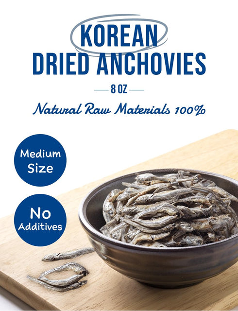 8oz (227g) NICE WITCH'S Korean Dried Anchovy For Soup Stock, Stir-Fry, Broth, Side Dishes, Banchan, Korean Cooking