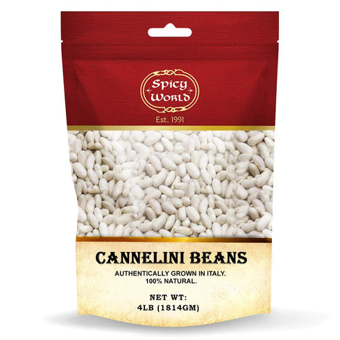 Spicy World Cannelini Beans 4 LB - From Italy - Dried White Medium Sized