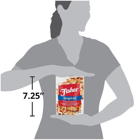 3.5 oz (Pack 6), Fisher Snack Tropical Trail Mix, of Dried Banana Chips, Almonds, Cashews, Sweetened Pineapple