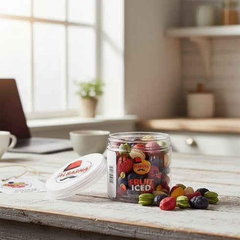 Albasha 200g Chocolate Fruit Iced Candy, Pistachio and Strawberry Flavored, Sweet Fruit Blend