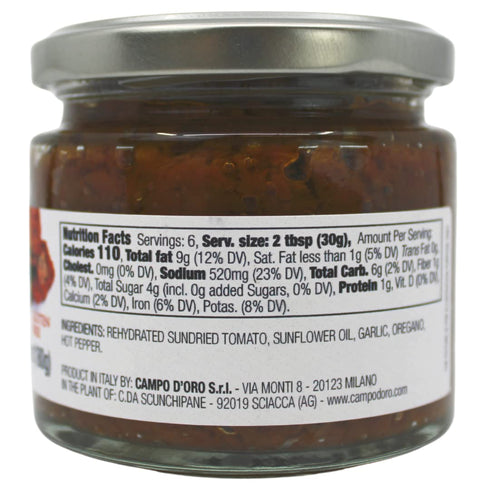 (6.35 oz -180 CAMPO D'ORO - Sun-Dried Tomatoes in extra virgin olive oil, g), Non-GMO, Product of Italy