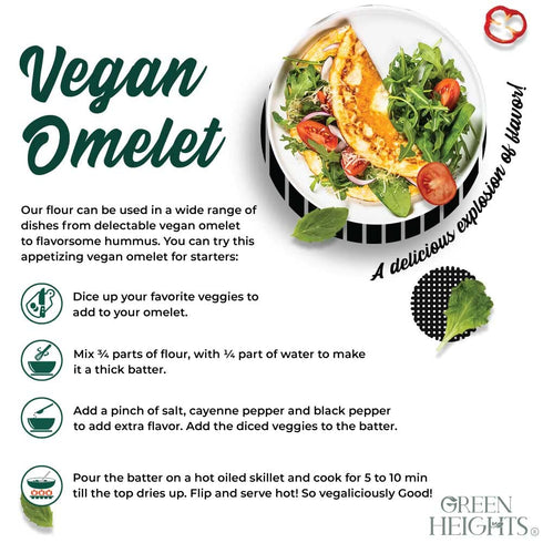 Green Heights 2.2 (1 23 Garbanzo Bean Flour by , Pound Jar KG) Rich Protein Source/ Makes Delicious Vegan Omelets GMO