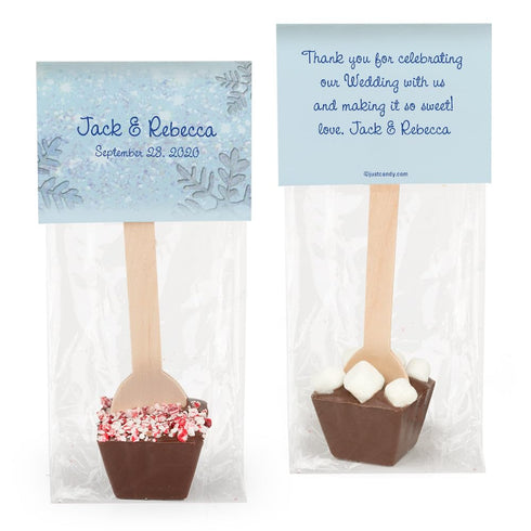 12ct Personalized Wedding Favors Hot Chocolate Spoons (12 Pack) Gourmet Milk Chocolate