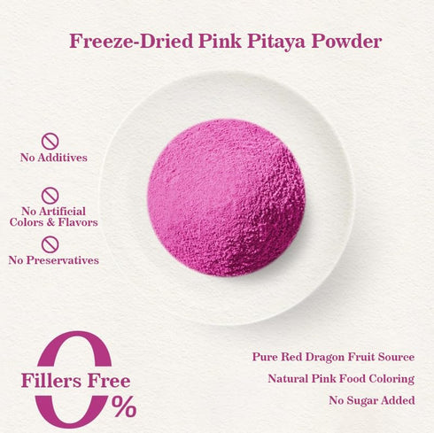 Fraunitsh 3.52oz Dragon Fruit Powder | Freeze Dried Pink Pitaya Powder | No Sugar & No Additives | Pure Red Pitaya