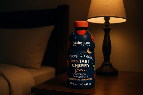 100% 32 oz (6-Pack) Antioxidant Solutions Sleep Dreams - Tart Cherry Juice with Zinc & Magnesium - No Added Sugar - fl