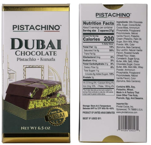 Generic set 3 6.5 oz. 19.6 oz.) Dubai Chocolate Pistachio gift - Kunafa, x Bars (net