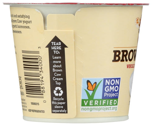 6 12 Brown Cow West Plain Smooth and Creamy Cream Top Whole Milk Yogurt, Ounce -- per case.