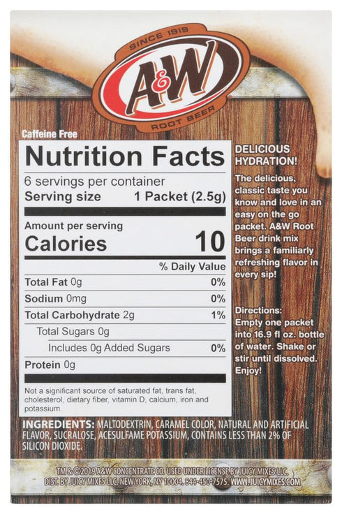 FCV Packets 1 (6 A&W Root Beer Caffeine/Sugar Free Classic On-the-Go Drink Mix - Box pks)