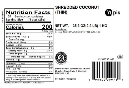 by Yupik 2.2 lb (35.2 oz), Yupik Desiccated Coconut, Fine, Unsweetened, Gluten-Free, Kosher, Vegan, Finely Ground Dried