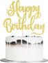 Happy Birthday Cake Topper, Birthday Party Decoration Supplies, Photo Booth Props (Gold)