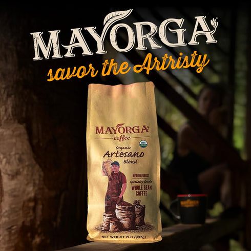 2lb 100% Mayorga Organic Coffee Artesano Blend - Medium Roast Whole Bean Coffee Speciality Grade, Arabica, Slow