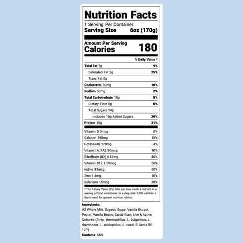 Nounos Creamery 16 OZ Vanilla Bean Greek Yogurt