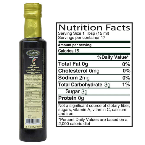 8.5 oz Mantova Organic Fig Balsamic Vinegar of Modena, Perfect for Salad Dressing, Pasta Salad, Ice Cream